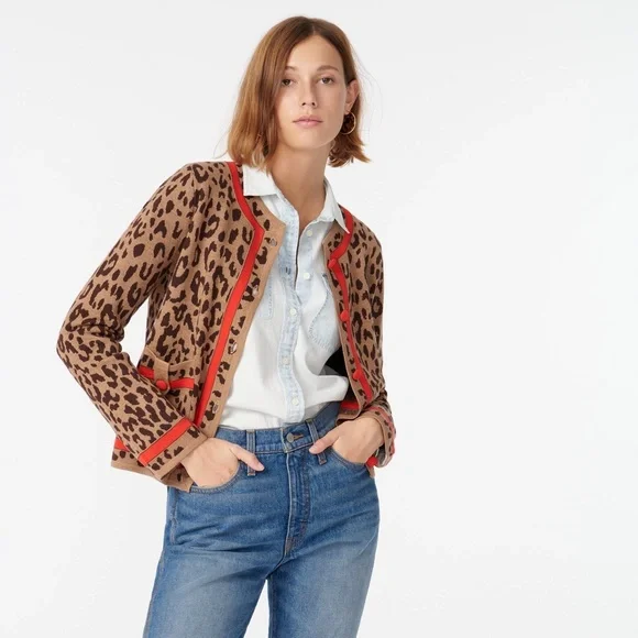 Bomber Jacket J Crew Leopard Tipped Sweater Jacket Crew